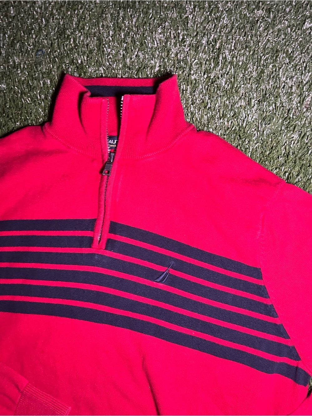 Nautica Men’s Medium Quarter Zip Sweater Preppy (read description)